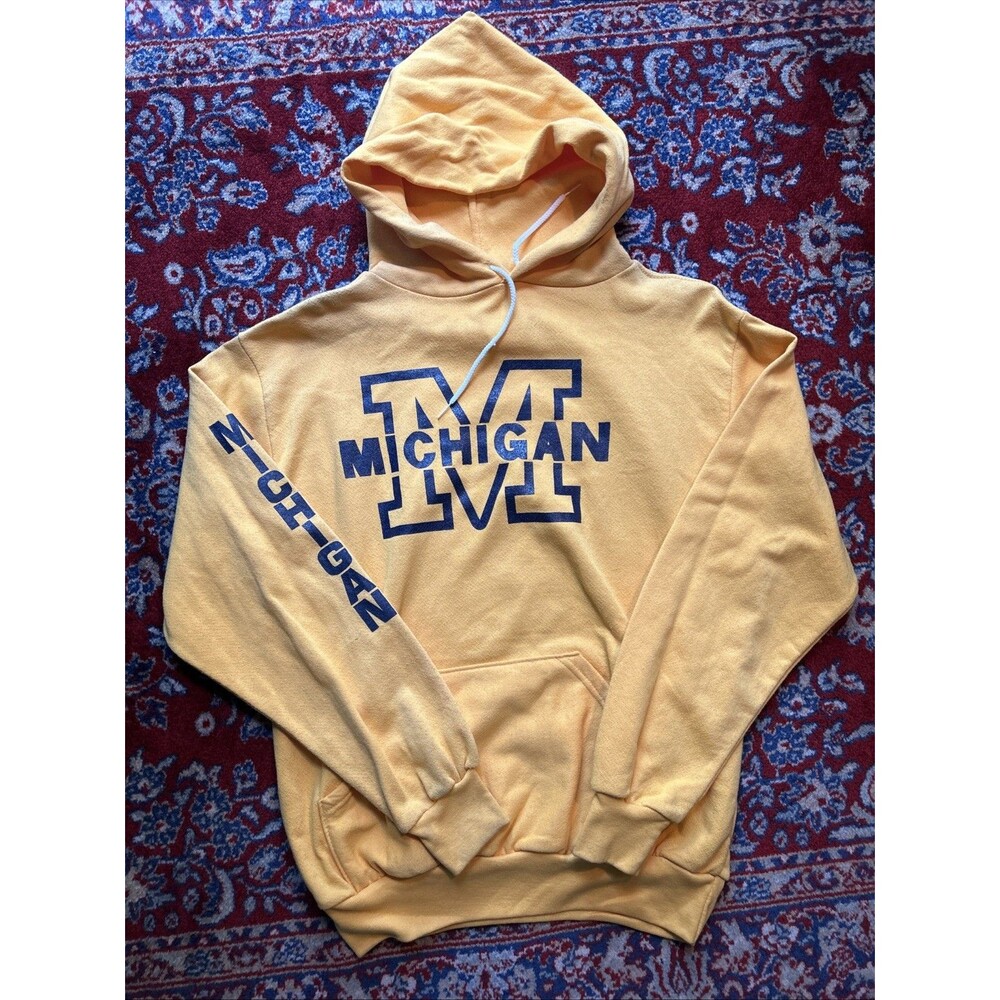 VINTAGE  80s University Michigan Wolverines Hooded Sweatshirt Size M General Lee